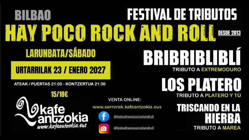 "Hay Poco Rock'n'Roll" festival de tributos 2027